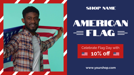 Designvorlage Flags-Rabatt mit jungem Afroamerikaner für Full HD video