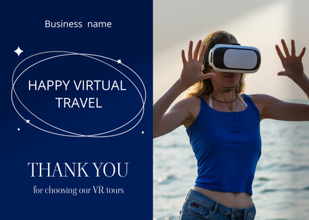 Plantilla de diseño de Woman in Virtual Reality Glasses Postcard 5x7in 