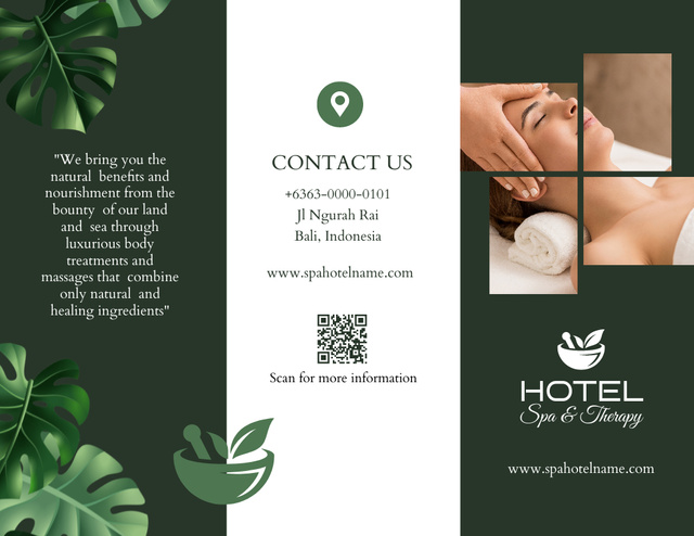 Offer of Services of Spa Center on Green Brochure 8.5x11in – шаблон для дизайна
