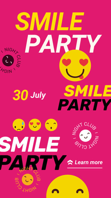 Party Invitation with Emoji on Pink Instagram Story Šablona návrhu