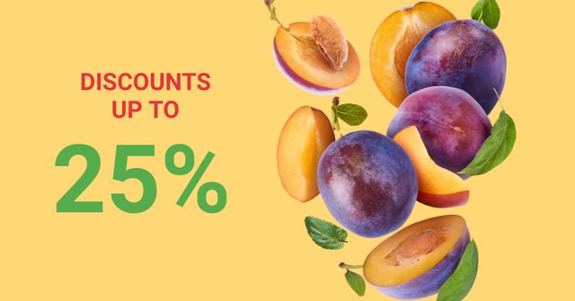 Grocery Sale fresh raw Plums Facebook AD Design Template