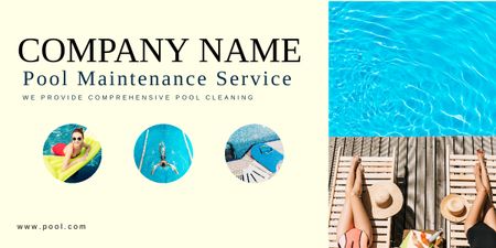 Pool Maintenance Offer with Women on Sunbeds Image tervezősablon