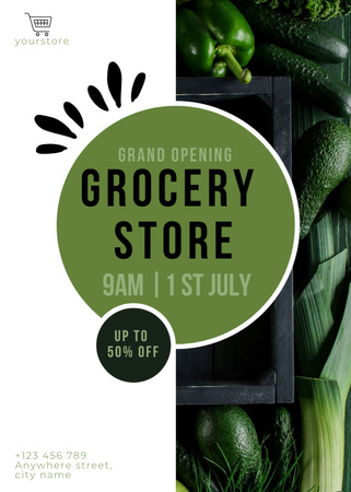 Grocery Store Opening In Summer With Discount Flayer Design Template