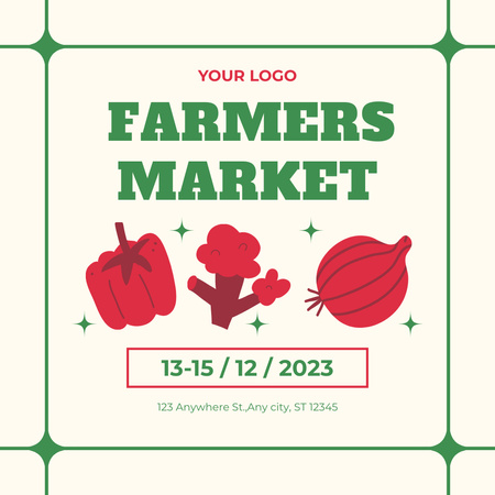Platilla de diseño Farmer's Market Announcement with Red Vegetable Instagram