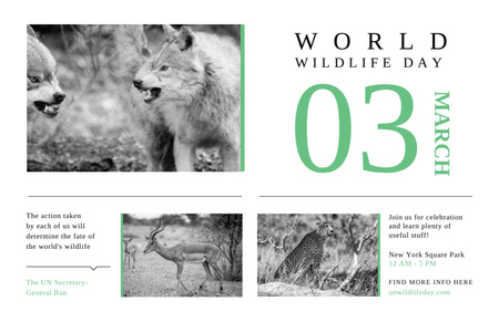 World Wildlife Day Ad with Animals in Natural Habitat Flyer 5.5x8.5in Horizontal Design Template