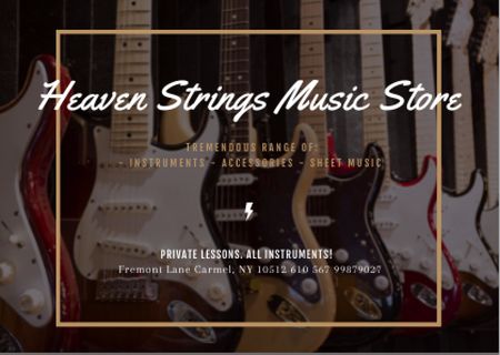 Music Store Offer with Guitars Card Design Template