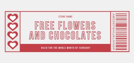 Free Flowers and Chocolates Offer for Valentine's Day Coupon Din Large Design Template
