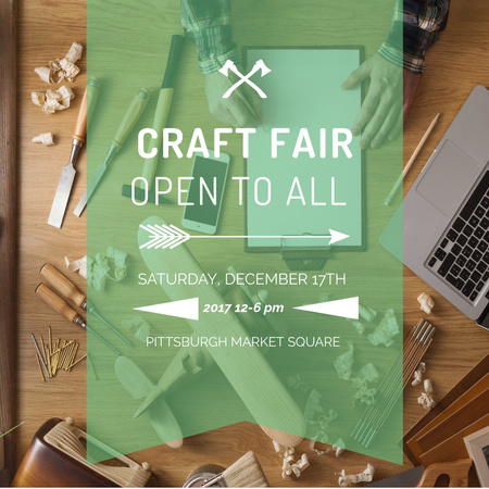 Plantilla de diseño de Craft Fair Announcement Wooden Toy and Tools Instagram AD 
