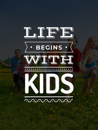 Motivational Quote with Kids on Green Meadow Poster US Design Template
