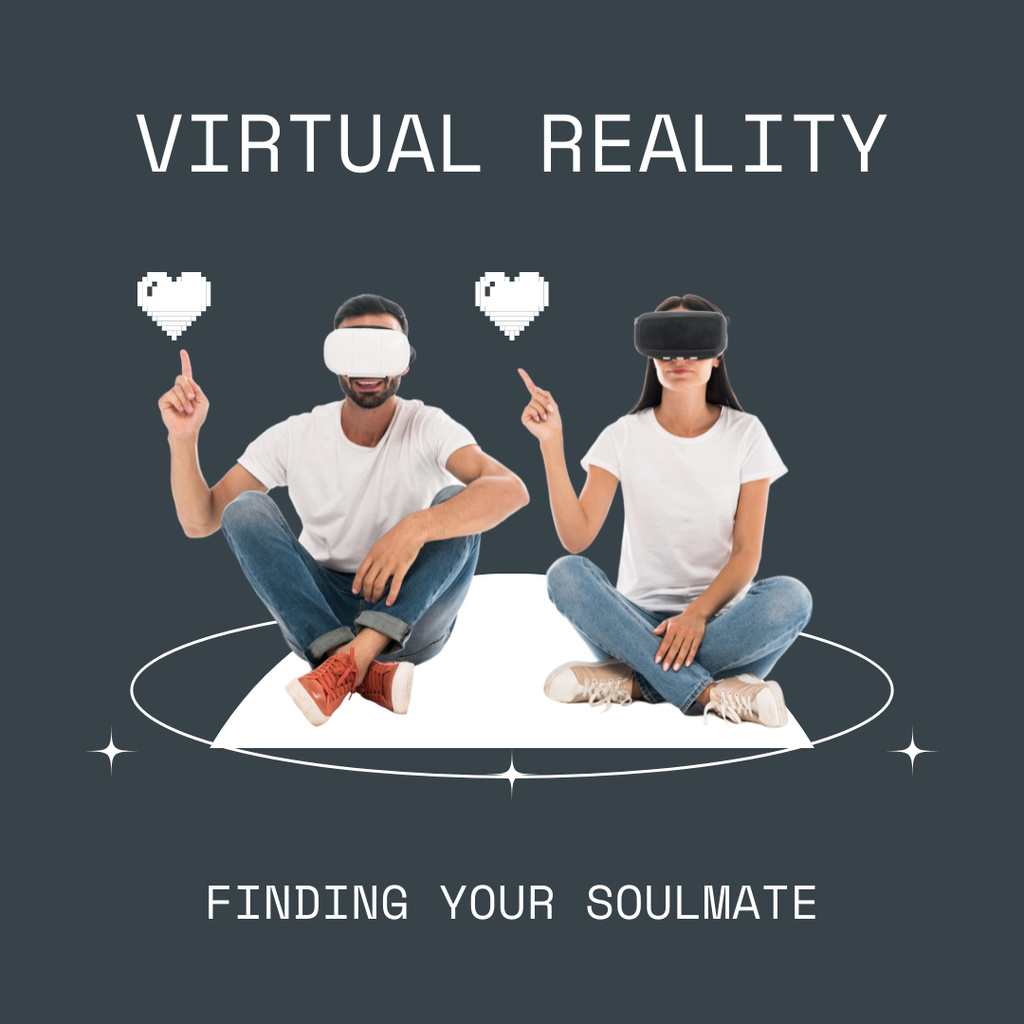 Virtual Reality Dating Site Ad with Couple Instagram Design Template