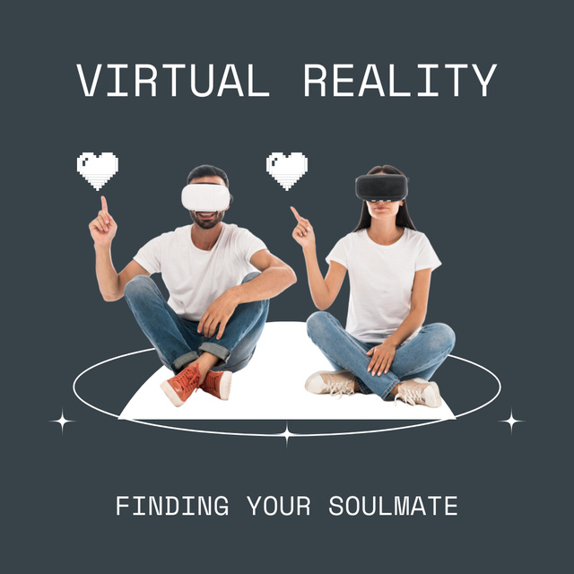 Virtual Reality Dating Site Ad with Couple Instagram Tasarım Şablonu