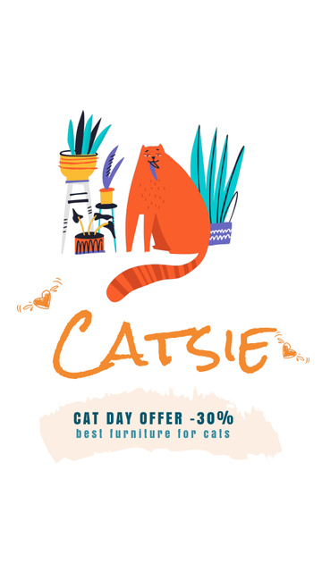 Template di design Cat Day Offer Child Playing with Red Cat Instagram Video Story