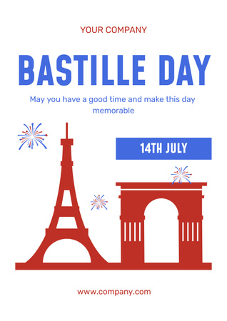 Happy National Bastille Day Celebration Poster Design Template