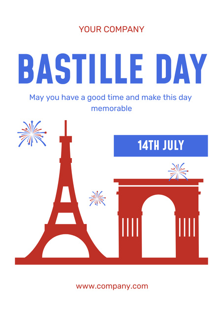 Happy National Bastille Day Celebration Poster Šablona návrhu