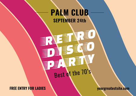 retro disco party bejelentése Poster A2 Horizontal tervezősablon