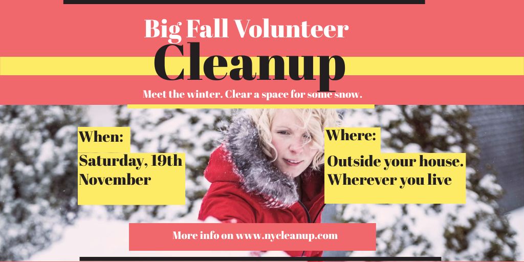 Winter Volunteer clean up Twitter Design Template