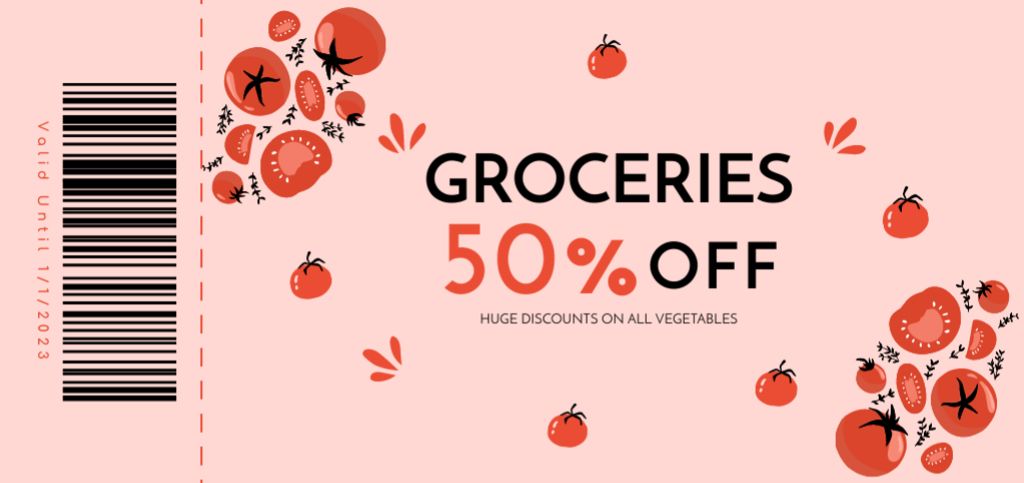 Discount Offer on Vegetables at Grocery Store Coupon Din Largeデザインテンプレート