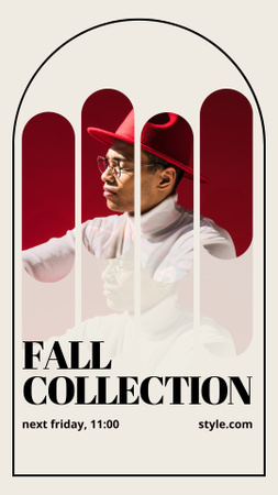 Fall Fashion Collection Ad with Man in Hat Instagram Story Design Template
