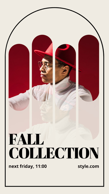Fall Fashion Collection Ad with Man in Hat Instagram Story Šablona návrhu