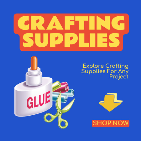 Offer of Crafting Supplies in Stationery Shop Animated Post Design Template