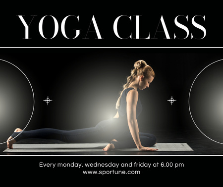 Designvorlage Yoga Class Schedule with Attractive Girl für Facebook