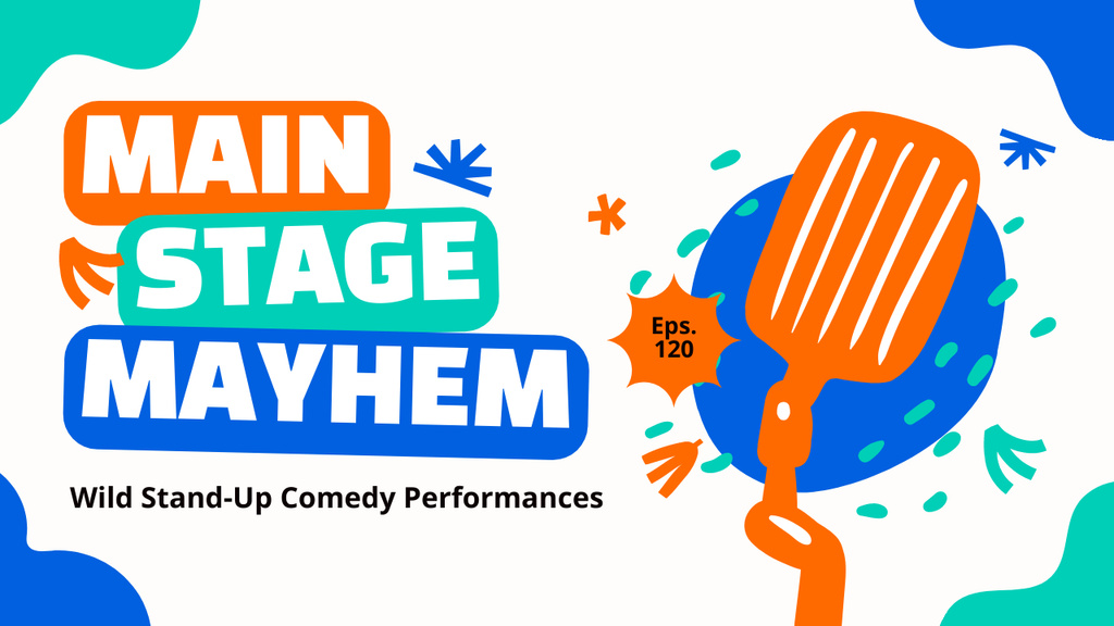 Stand-up Show with Creative Illustration of Microphone Youtube Thumbnail Design Template