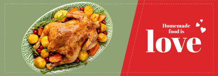 Homemade Food Recipe Roasted Turkey in Pan Tumblr Design Template