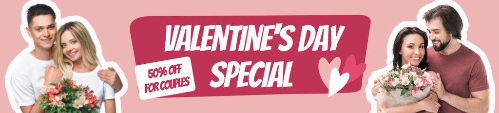 Ontwerpsjabloon van Ebay Store Billboard van Special Discount for Valentine's Day with Couples in Love