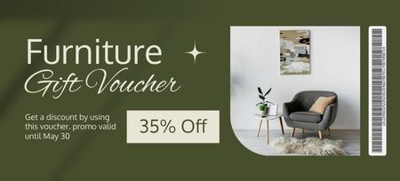 Gift Card to Furniture Store with Stylish Armchair Coupon 3.75x8.25in Design Template