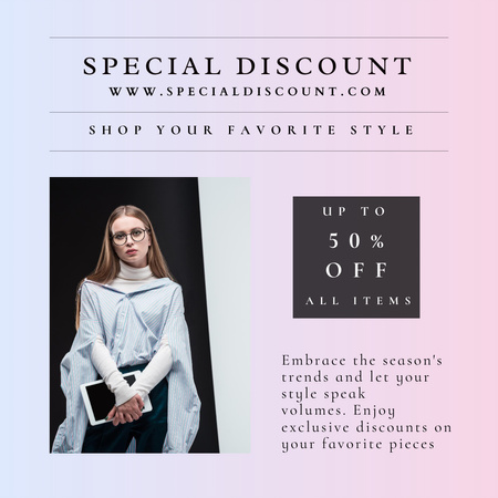 Fashion Collection Ad with Woman Instagram Design Template