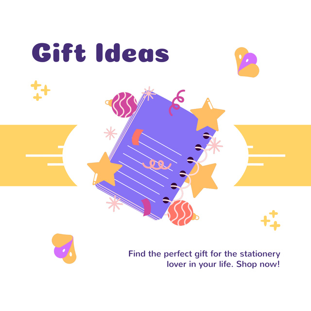 Ad of Gift Ideas from Stationery Shop Animated Post Design Template