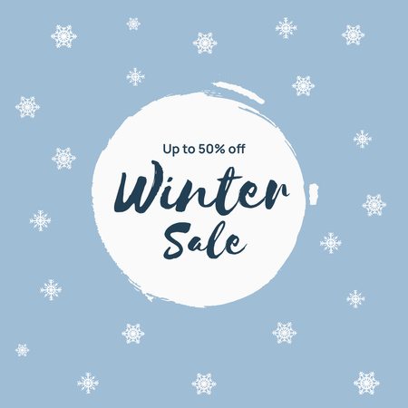 Winter Sale Announcement with Cute Snowflakes Pattern Instagramデザインテンプレート