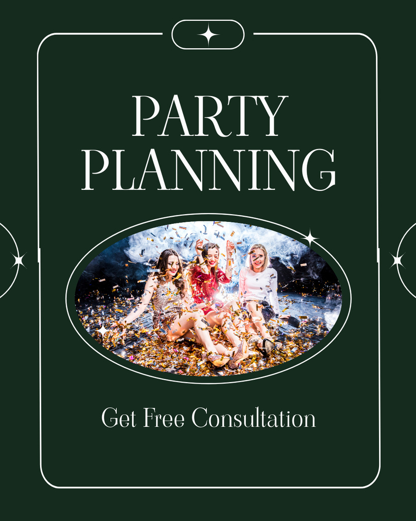 Designvorlage Announcement of Free Party Planning Consultation für Instagram Post Vertical