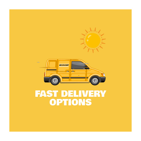 Modèle de visuel Promotion des options de livraison rapide sur jaune - Animated Logo