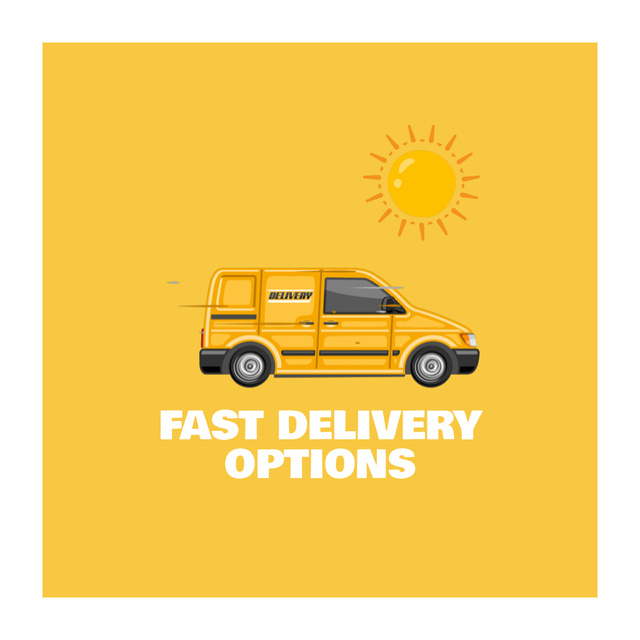 Fast Delivery Options Promotion on Yellow Animated Logo – шаблон для дизайну