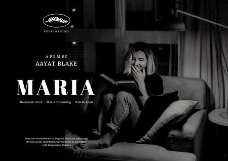 Filmbejelentés nővel, aki könyvet olvas a kanapén Poster A2 Horizontal tervezősablon