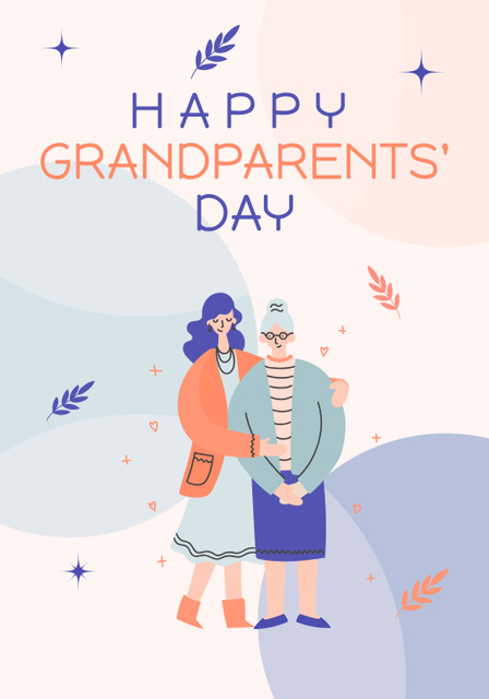 Platilla de diseño Happy Grandparents Day Greetings With Leaves And Colorful Blots Poster 28x40in