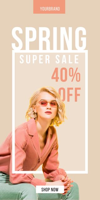 Designvorlage Spring Super Sale with Beautiful Blonde für Graphic