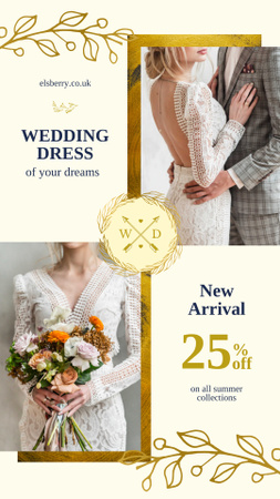 Wedding Dress Offer Elegant Bride and Groom Instagram Story Design Template