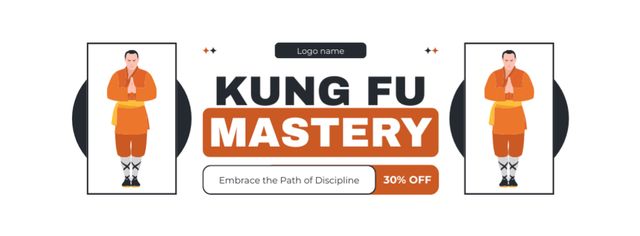 Discount On Online Martial Arts Kung Fu Classes Facebook cover Design Template