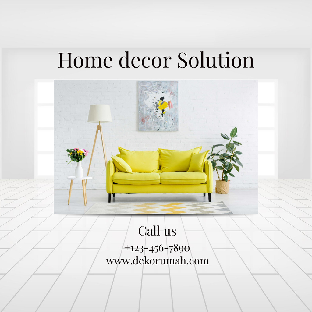 Modern living Room with Yellow Sofa Instagram tervezősablon
