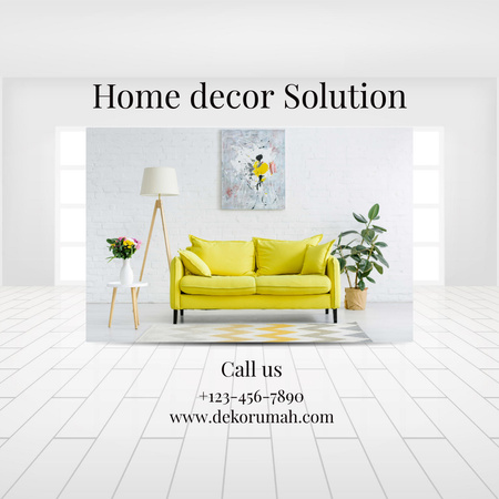 Modern living Room with Yellow Sofa Instagram Design Template