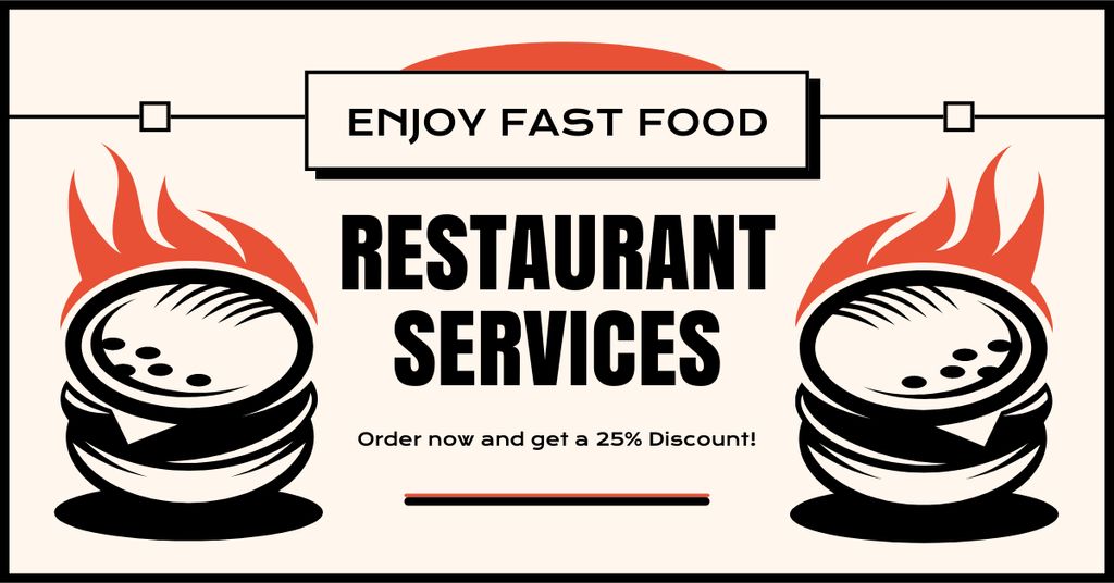 Ontwerpsjabloon van Facebook AD van Ad of Restaurant Services with Hot Dish