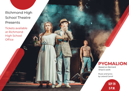 Ontwerpsjabloon van Postcard van Theater Invitation Actors in Pygmalion Performance