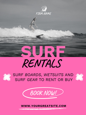 Surf Rentals Ad Poster 36x48in Design Template