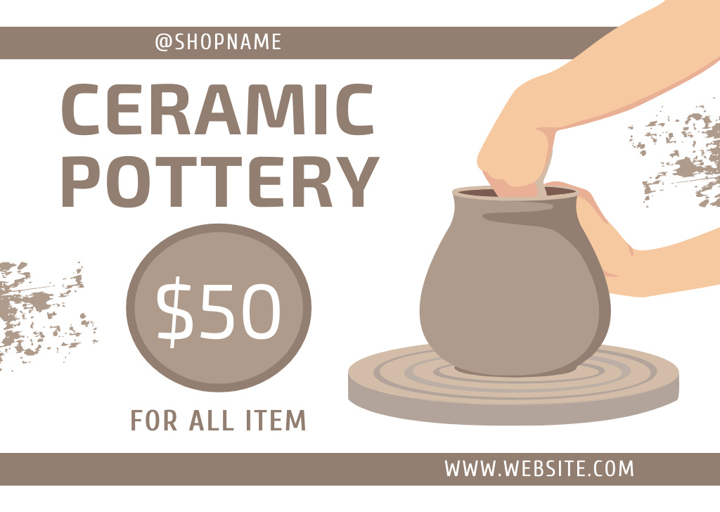 Ceramic Pottery With Price Offer Card Modelo de Design