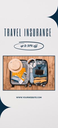 Travel Insurance Offer with Suitcase Flyer 3.75x8.25in Design Template