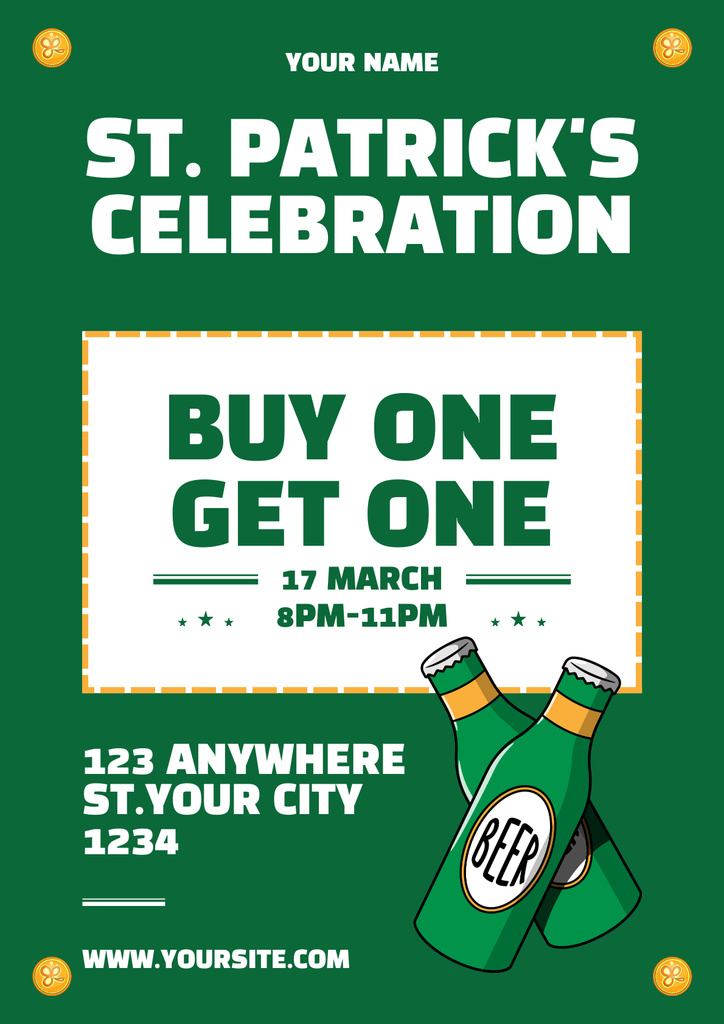 St. Patrick's Day Beer Promotion Poster Tasarım Şablonu