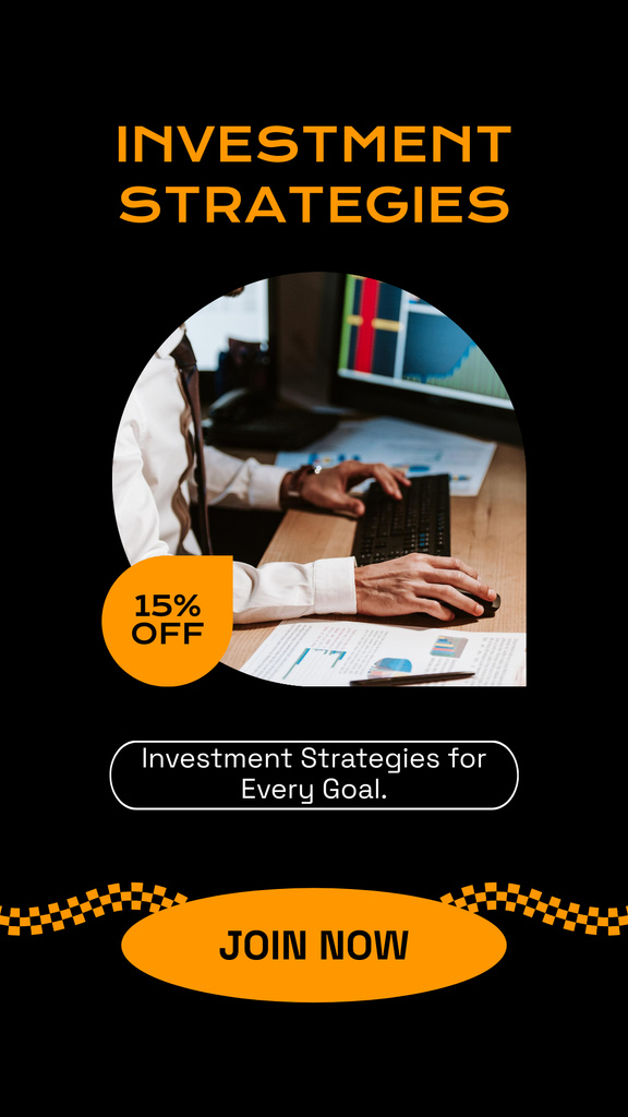 Ontwerpsjabloon van Instagram Story van Training in Different Investment Strategies at Discount