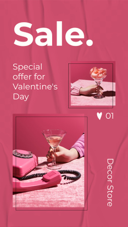 Valentine's Day Holiday Sale with Collage Instagram Story Design Template